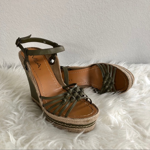 Mia Shoes - Mia Biscotti Wedge Espadrille Sandal, Olive